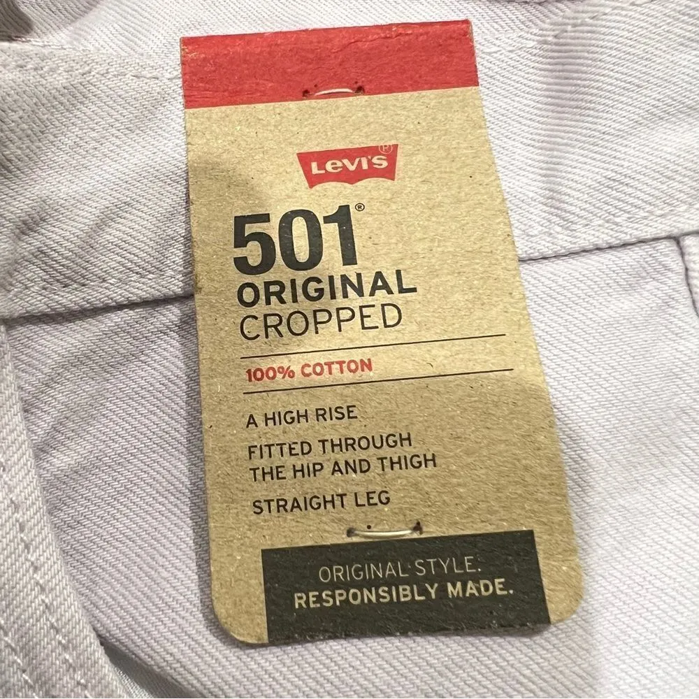 NEW Levi’s 501 High Rise Straight Cropped Purple Lilac Jeans Women’s 29 - Image 3