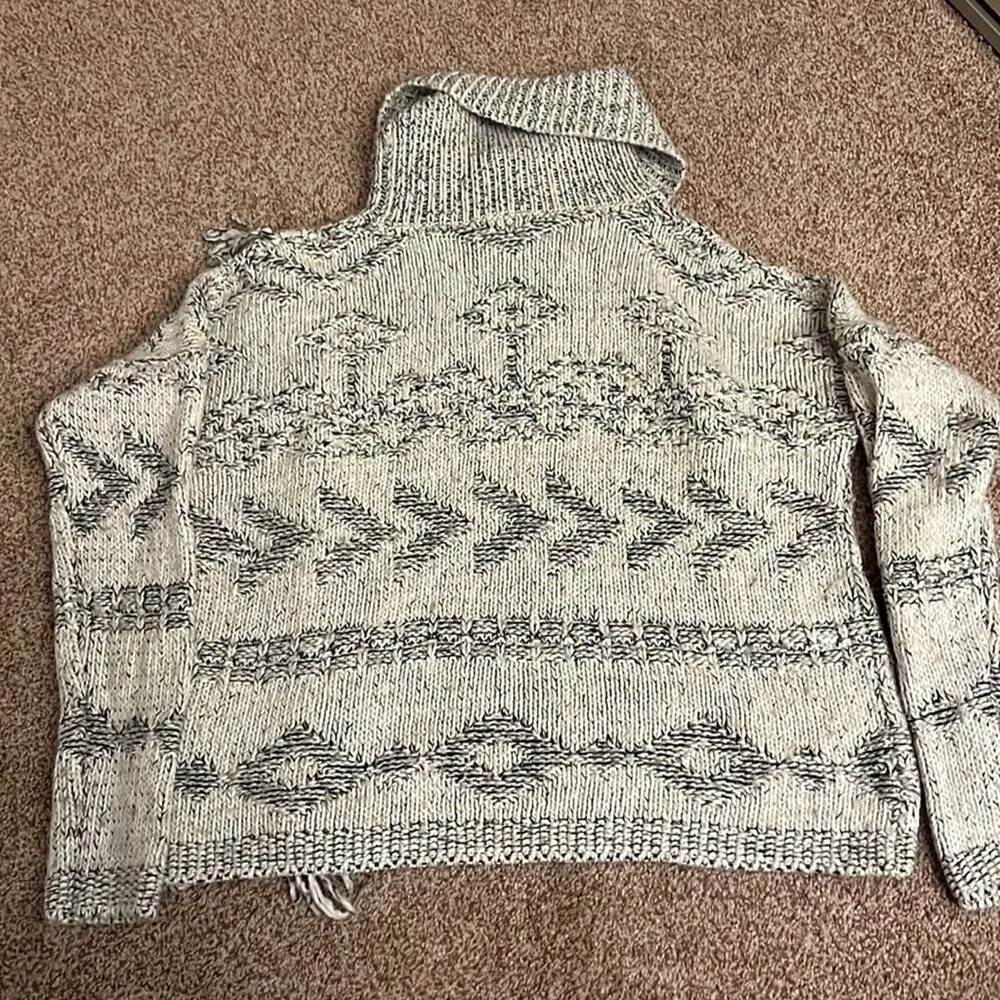 Lucky Brand Knit Cowl Neck Pullover Fringe Sweater Size S - Image 5