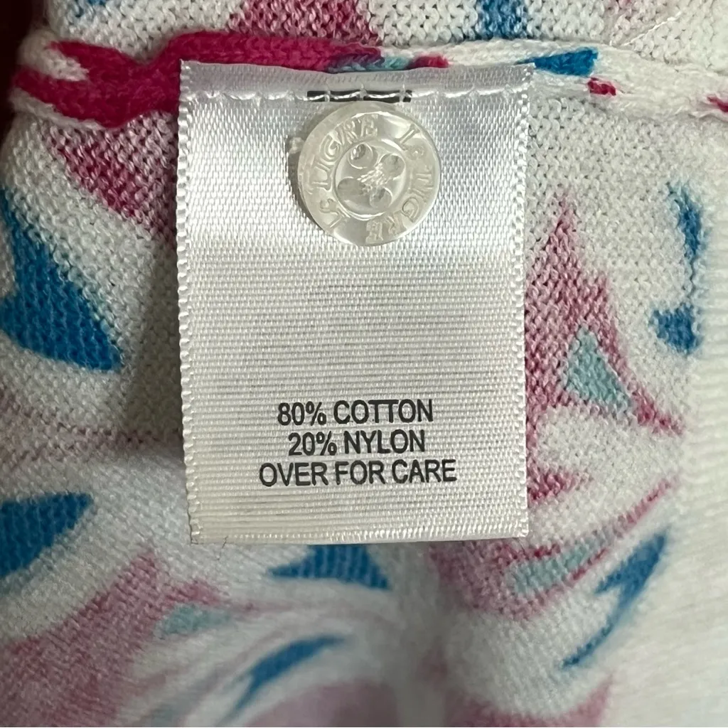 Le Tigre Womens Pink Blue Button Front Cotton Blend‎ 3/4 Sleeve Cardigan Large - Image 6