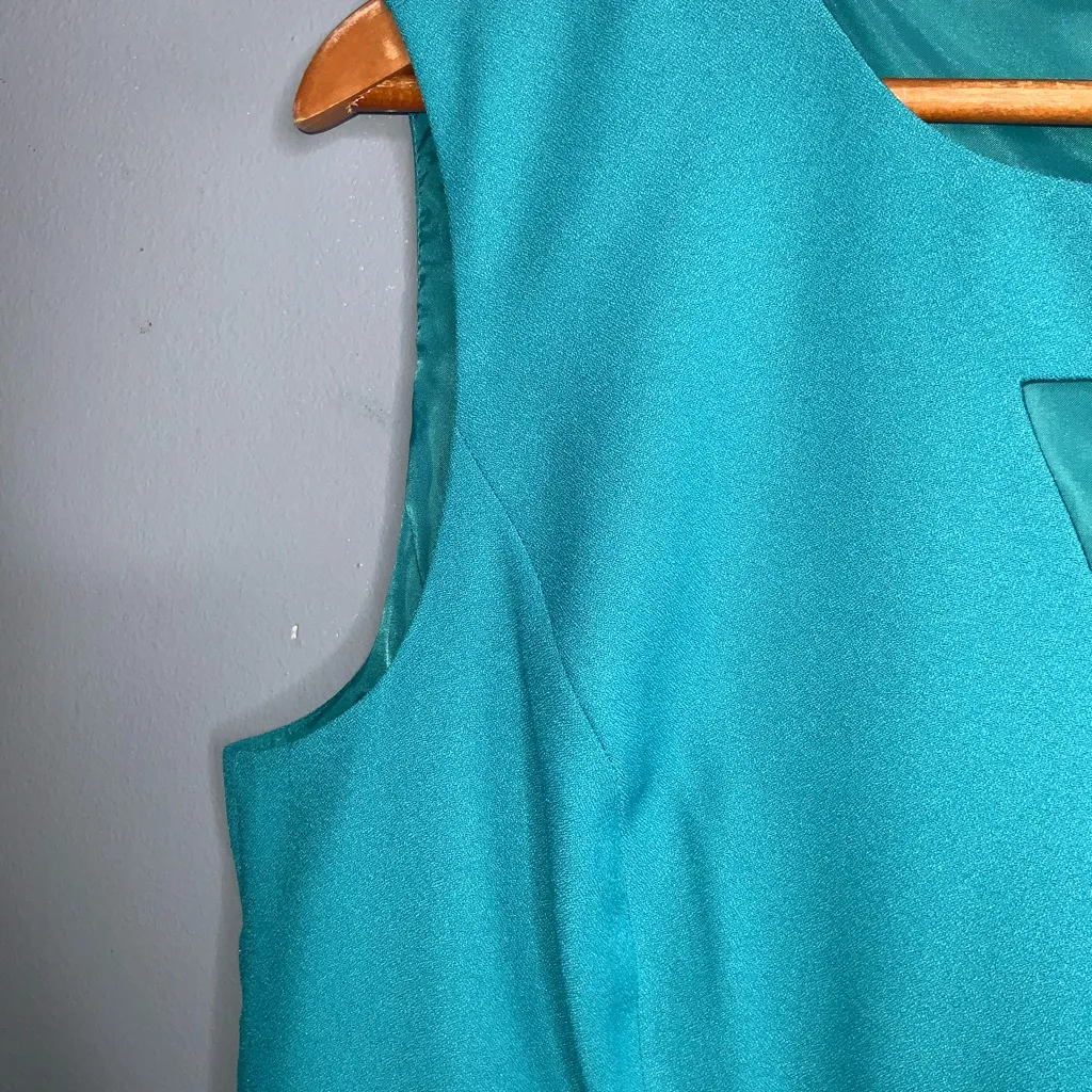 Kasper Teal Midi Sleeveless Sheath Dress Cutout On Chest Business Dress 10 - Image 6