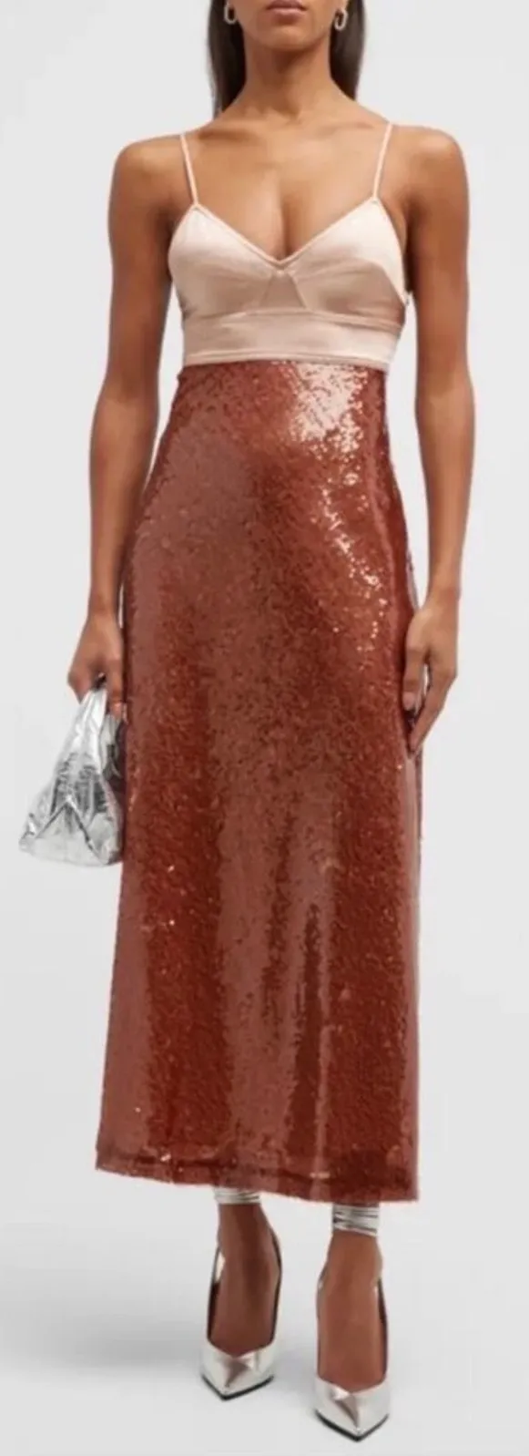 A.L.C. Gisele Corset Sequin Midi Dress | Brown | Size 2 | NWT - Image 1