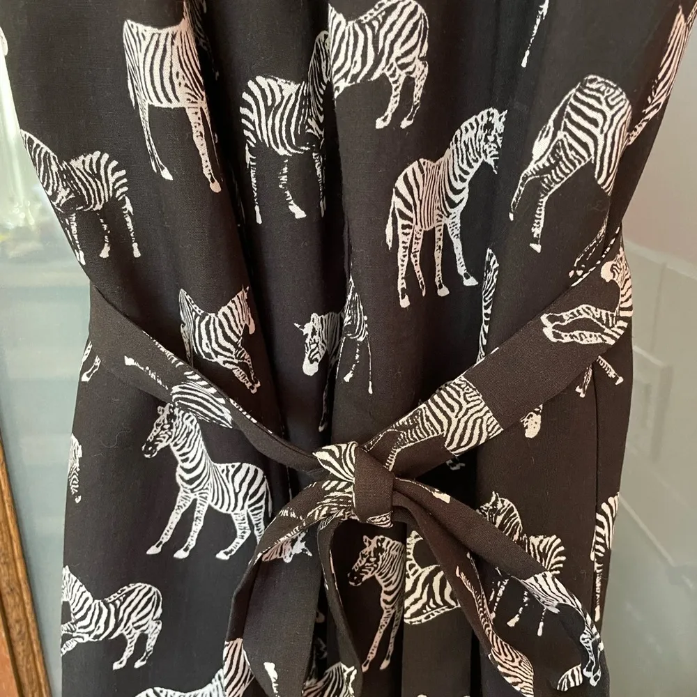 Anthropologie Porridge Zebra Cotton Black Hi-Low Sleeveless Dress w Belt NWOT - Image 12