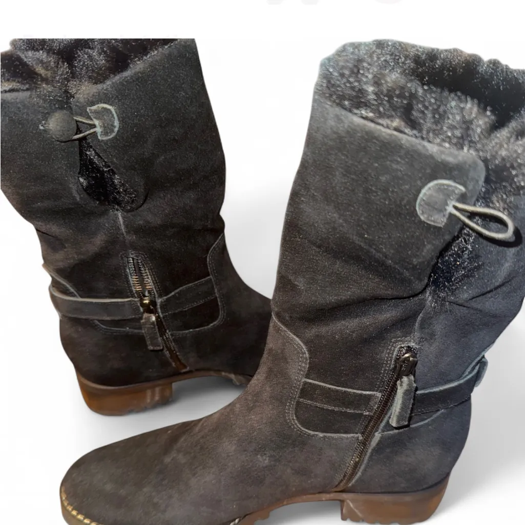 Talbots Tish Foldover Suede and Fur Boots size 8.5 NWOB - Image 2