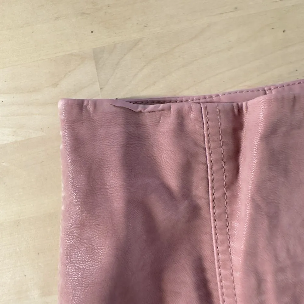 Free People Vegan Leather Mini Skirt Pink Modern Femme Size 8 Lined Coquette‎ - Image 9