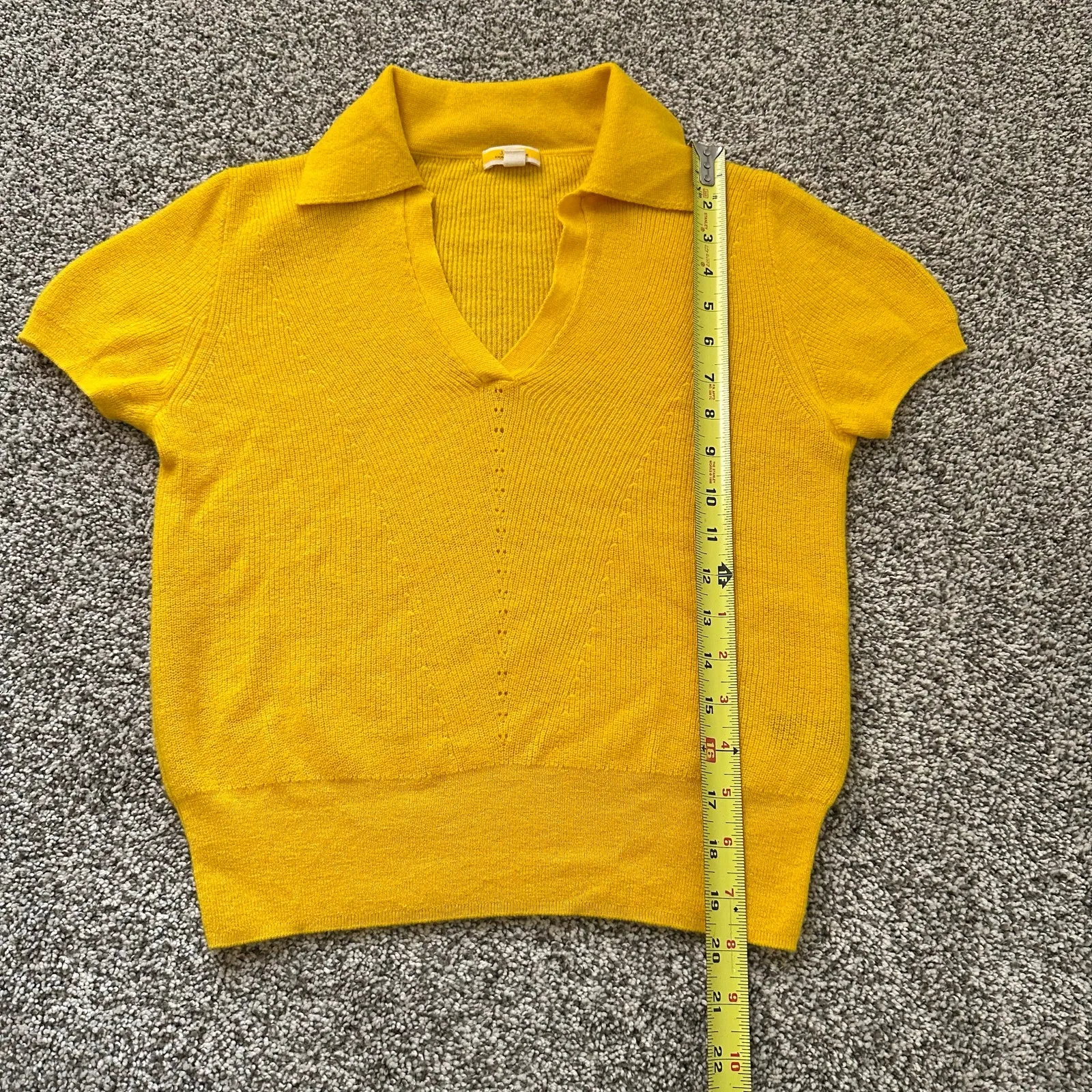 J. Crew dark yellow cashmere knit short sleeve sweater top size S - Image 8