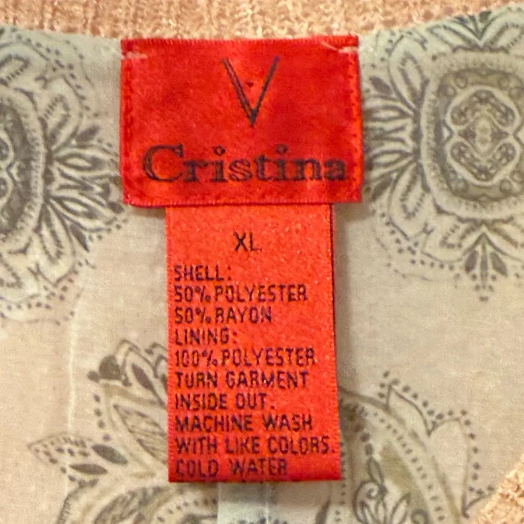 V Christina Crochet Knit Scalloped Hem Sweater Peach Orange‎ Size XL Orange - Image 8