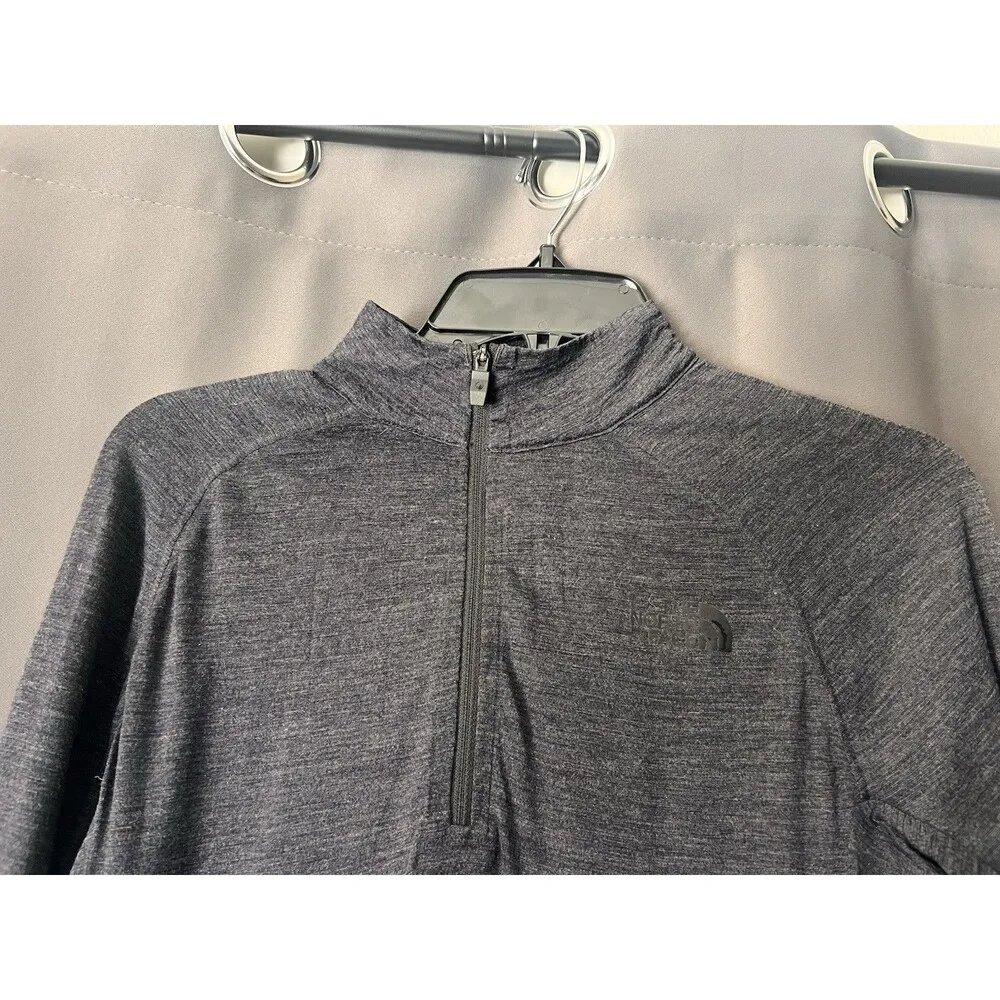 The North Face Women's 100% Wool Quarter Zip Pullover Top Gray Small Base Layer - Image 2
