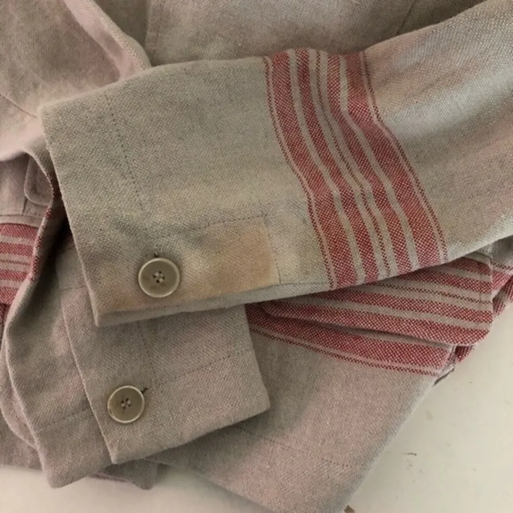 PERUVIAN CONNECTION Linen Blazer Jacket Beige Size 12 - Image 7