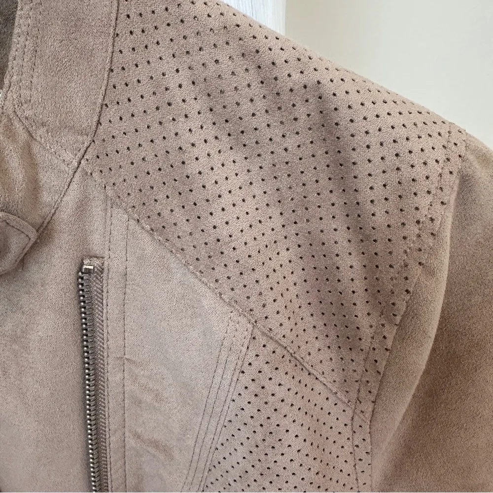 Collection Women’s Faux Suede Moto Jacket Taupe Size Large - Image 10