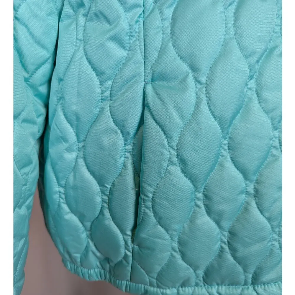 Gerry Puffer Jacket Blue Green Seafoam with Gray Trim Size XL Womens Quilted - Image 14