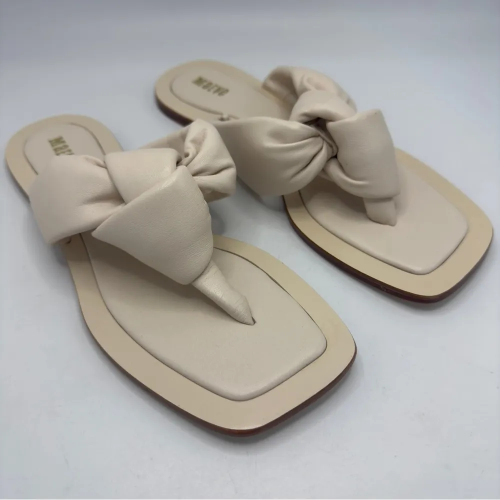 Anthropologie Maeve Puffy Knot Sandal Size 7 Beige Leather - Image 2