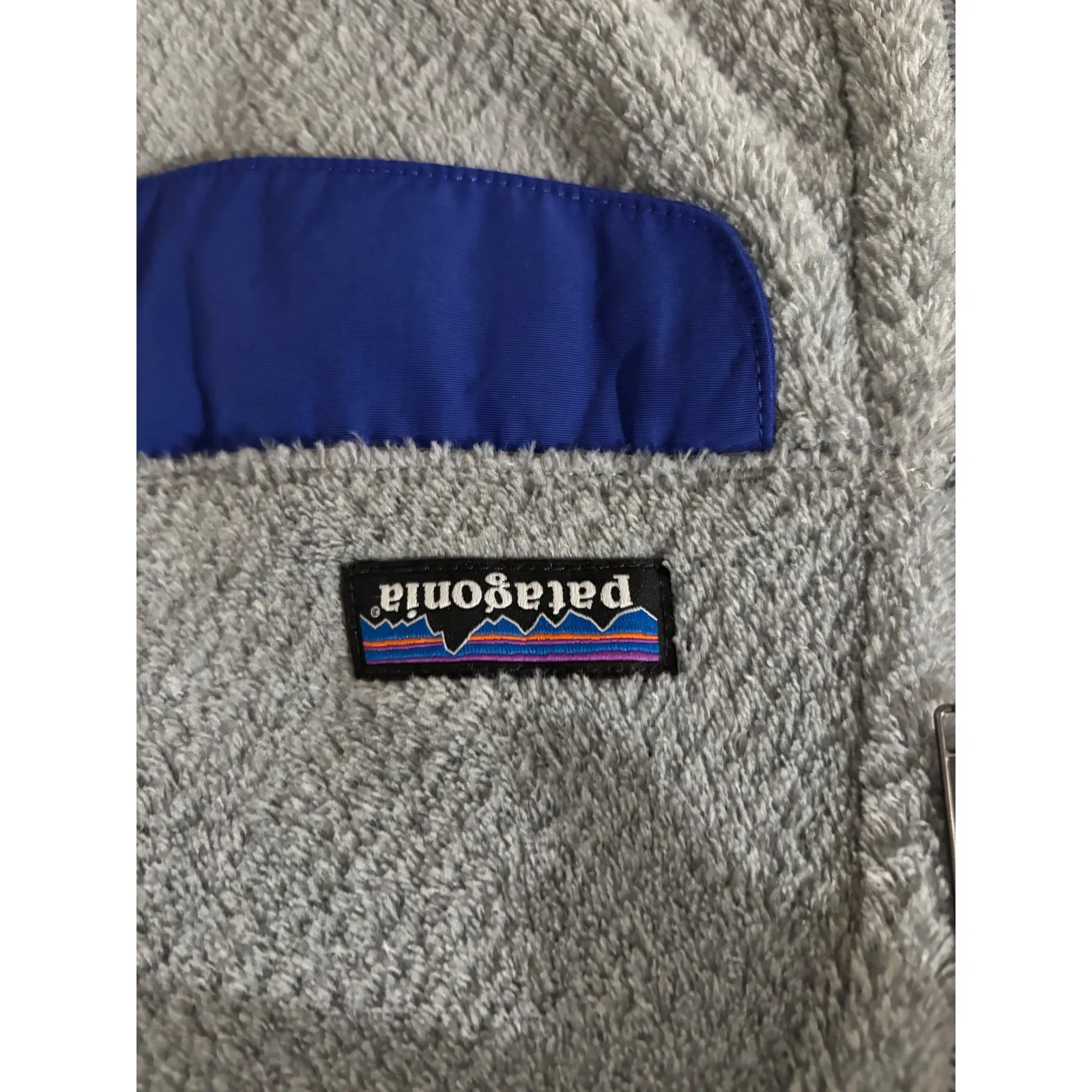 Patagonia Fleece Vest Re Tool Women's Size Large Gray Blue Trim Full Zip Pockets - Image 2