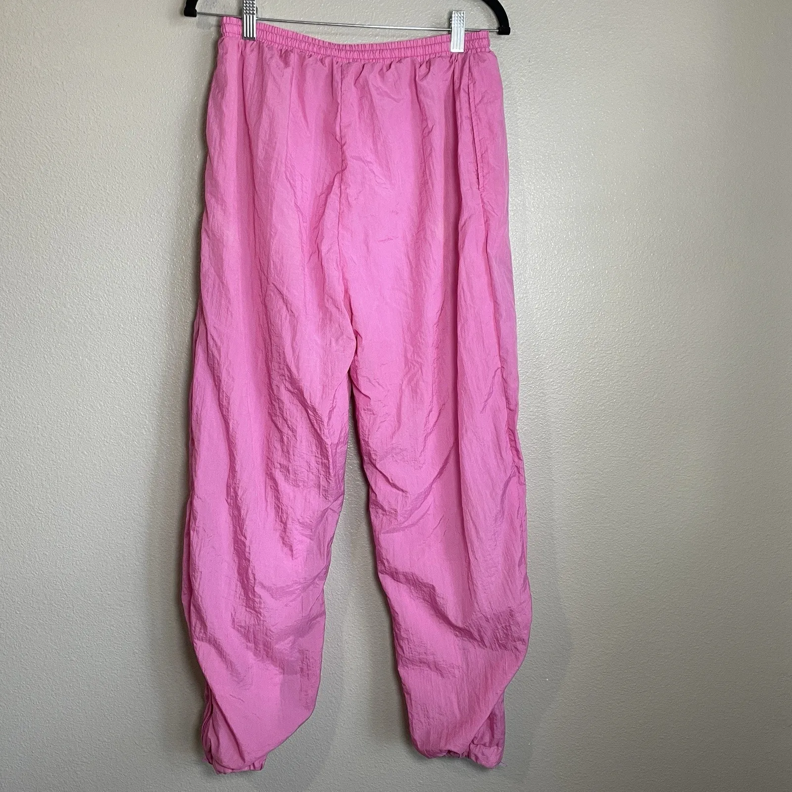 KIKOMO VTG Nylon Pants Women Medium Pink Drawstring Baggy High Rise 90s - Image 5