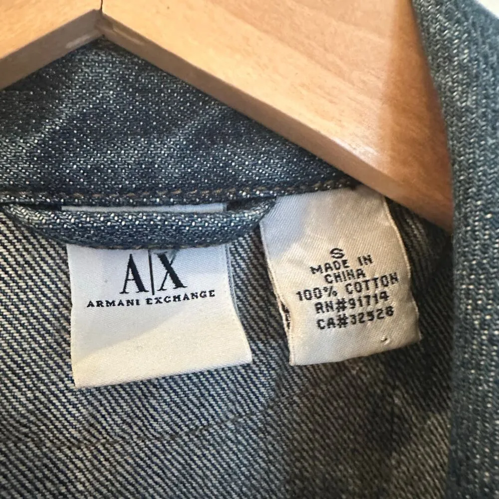 Armani Exchange Denim Jacket sz S Jean Jacket Patchwork Jacket - Image 9