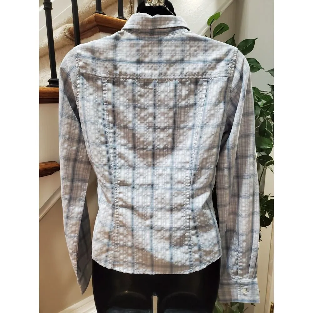 The North Face Womens Gray Plaid Long Sleeve Collar Button Down Shirt Size XS - Image 5