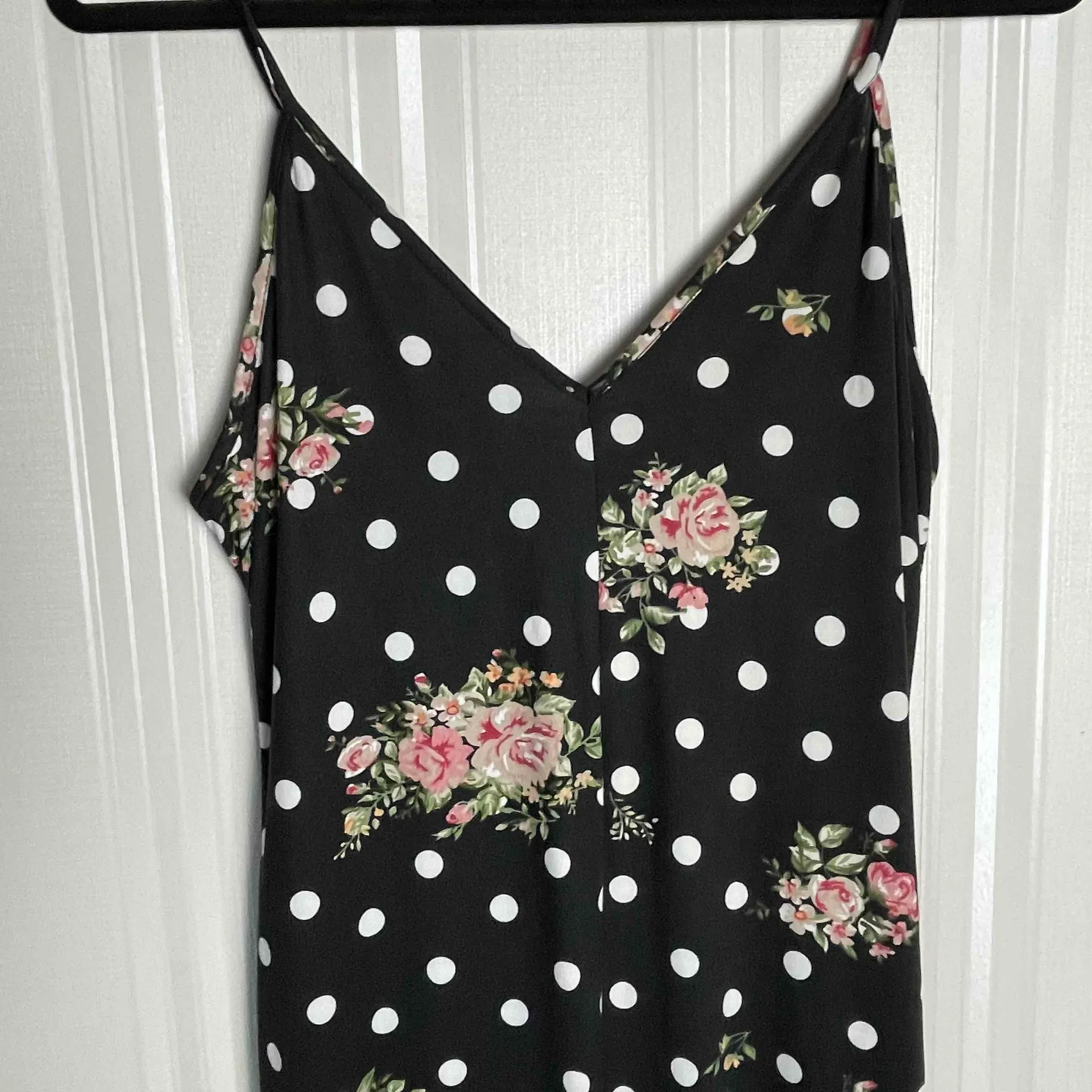 NWT‎ Doublju Womens Black Polka Dots Spaghetti Straps Wide - Image 4