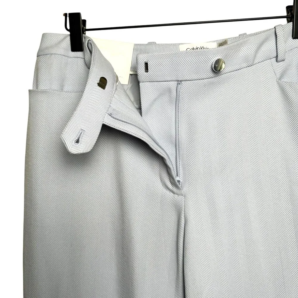 Calvin Klein Modern Fit Blue Herringbone Straight Career Office Dress Pant Sz 8 - Image 4