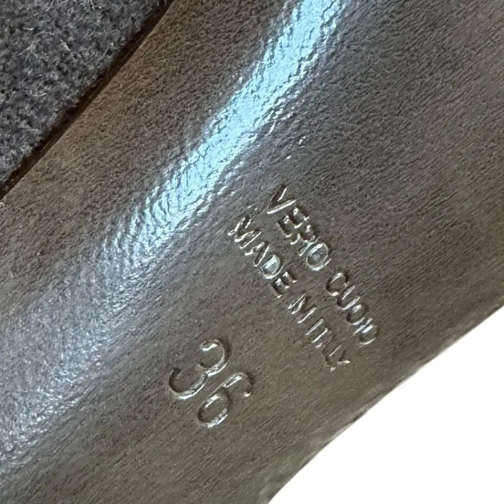 Guglielmo Rotta Suede Leather Closed Toe Pumps Round High Heel Size 36 5.5 Women Brown - Image 9