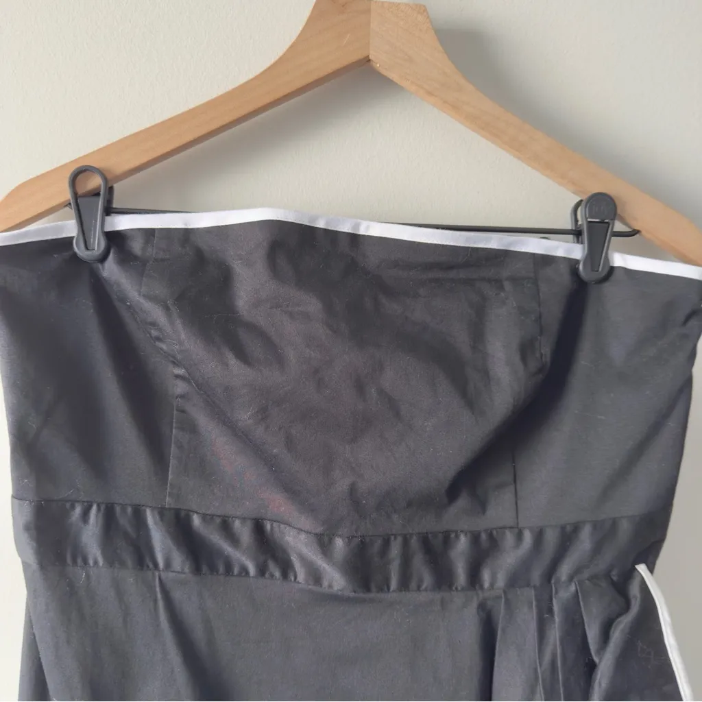 Vintage 2000s Y2K New York & Co. Black and White Strapless Dress Mini Ruffle NWT Size 14 - Image 10