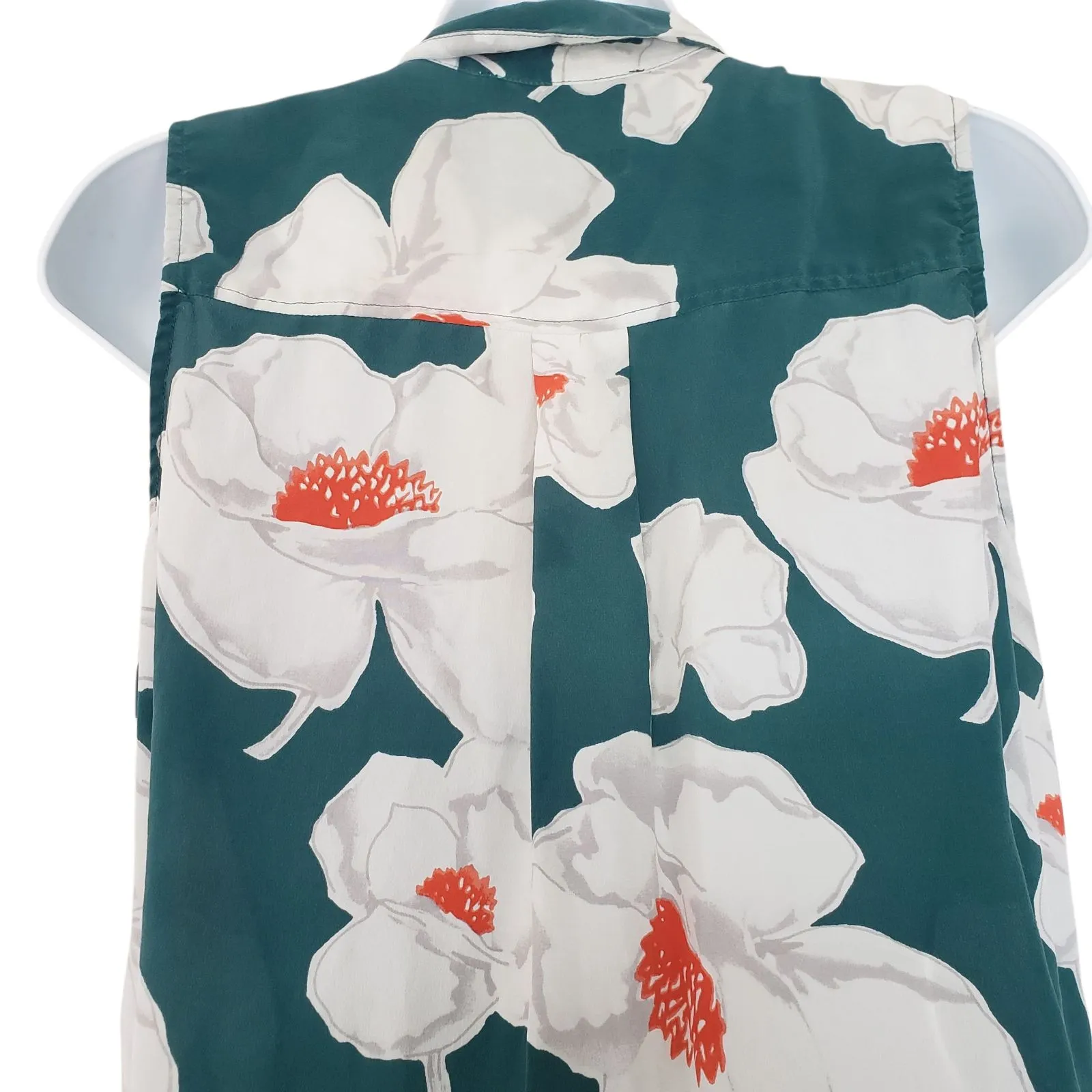 Equipment Janna Silk Dress Womens XS Floral Green Collar Button Front Sleeveless - Image 10