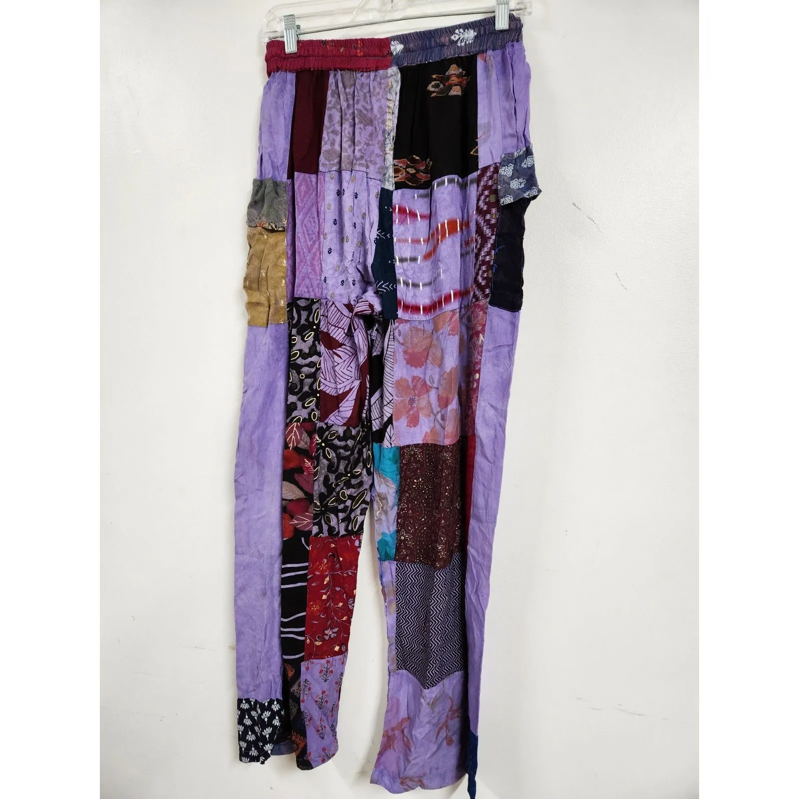 Ananta Patchwork Floral Multicolor Made in India Kantha Pull On Pants One Size Green Size undefined - Image 5