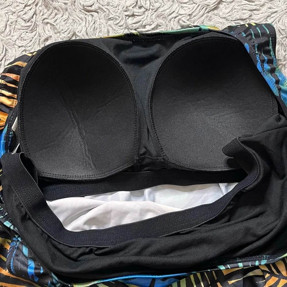 Swimsuits for All Swimsuit Tankini Top Blousy Blouson Tropical Swimsuit 18 Blue - Image 4