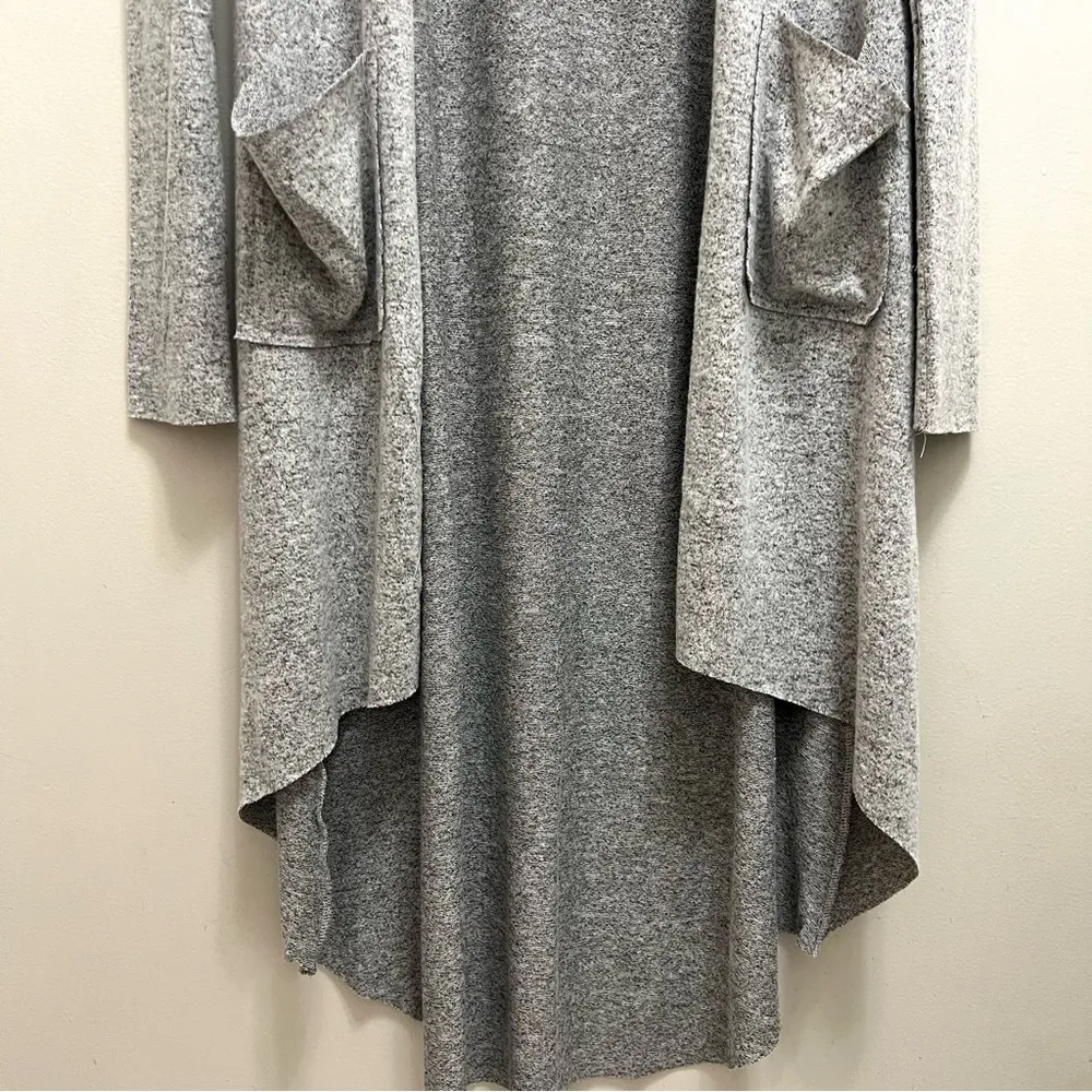 NWT Joah Brown Soleil Open Front Long Cardigan Lightweight in Salt & Pepper Gray - Image 5