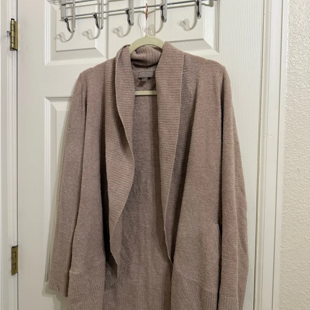 Barefoot Dreams CozyChic Lite Taupe Cozy Cardigan Sweater Cabincore - Image 4