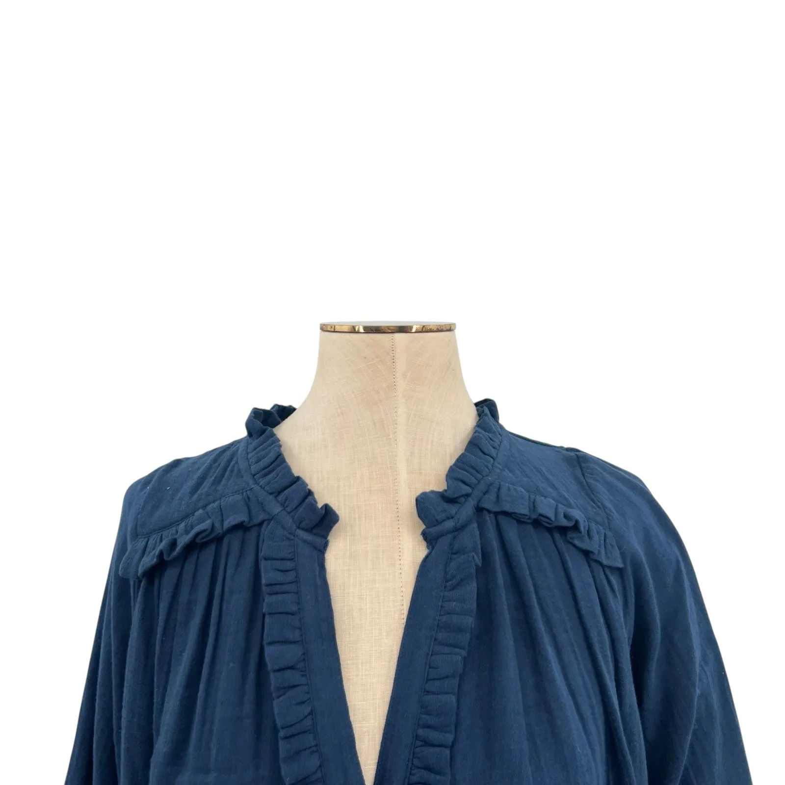 Pink Chicken Marielle Shirtdress Gauze Button Front Navy Blue Size XS - Image 4