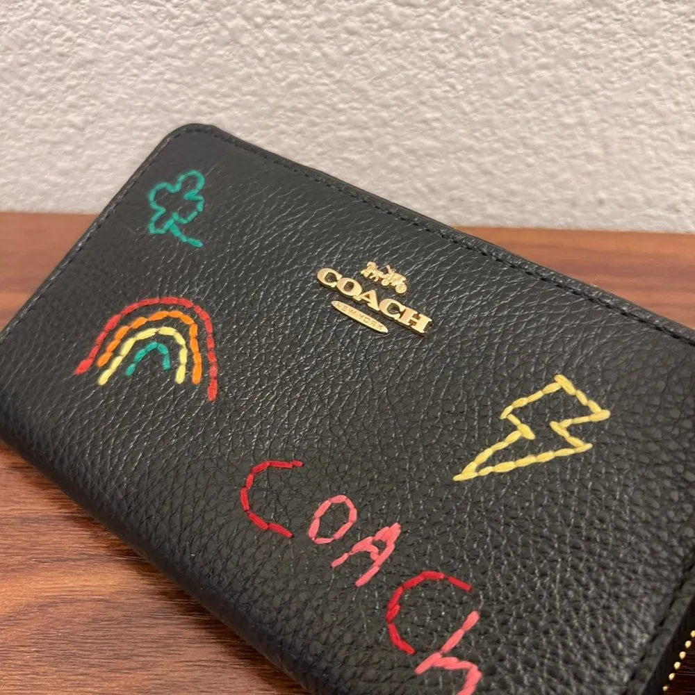 coach Medium Id Zip Wallet With Diary Embroidery c9104 - Image 4
