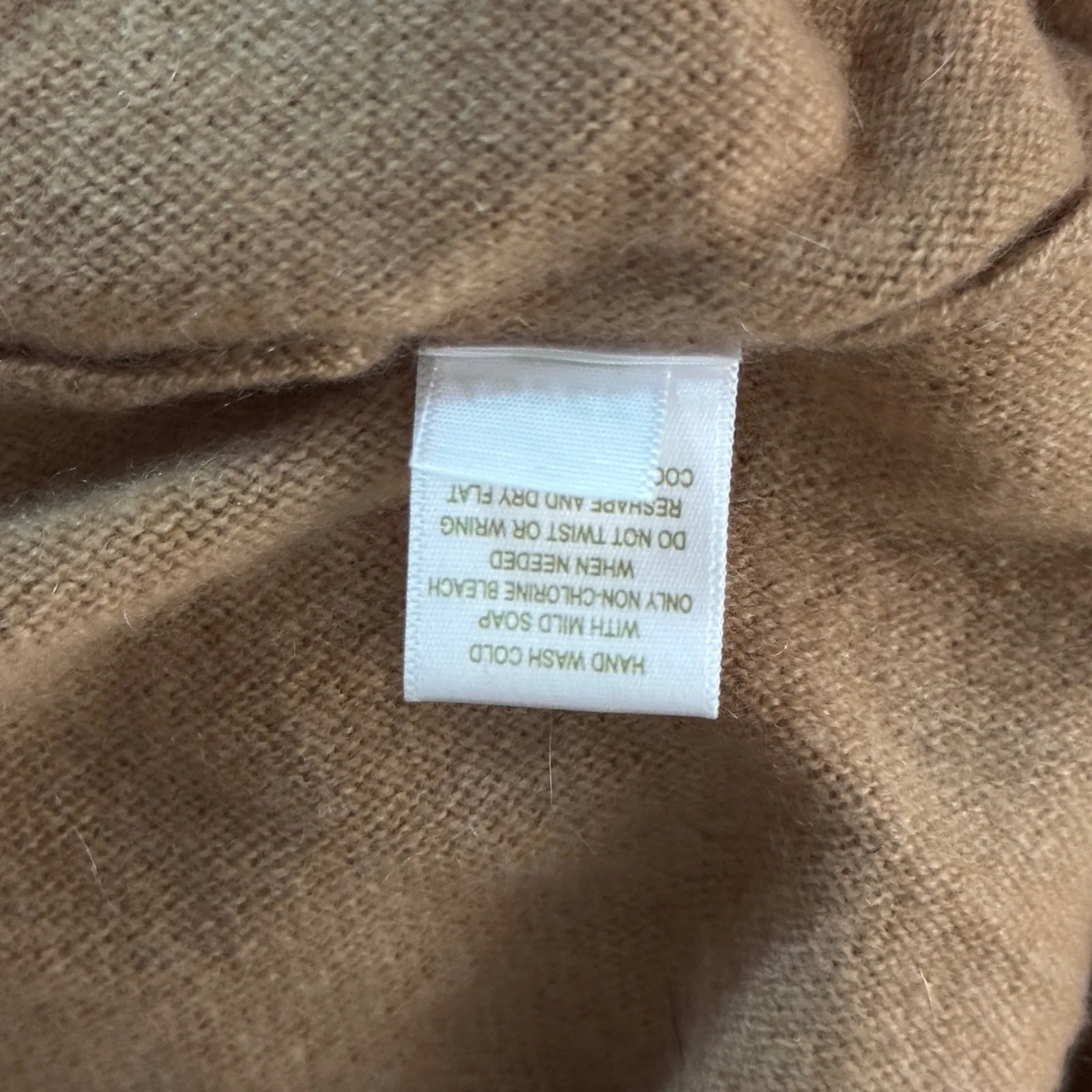 Garnet Hill Sweater Womens 100% Cashmere 3/4 Sleeve Boat Neck‎ Boxy Tan Size S - Image 7