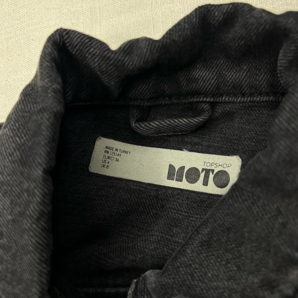 Topshop Moto Denim Jean Trucker Button Up Jacket - Image 6