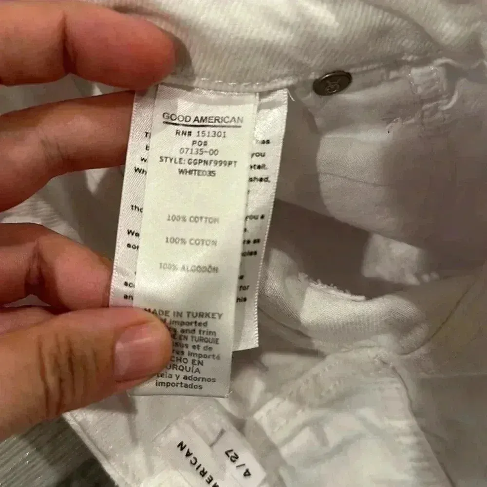 NEW Good American Good '90s Duster Natural Fray in White035 Sz 4/27 - Image 8