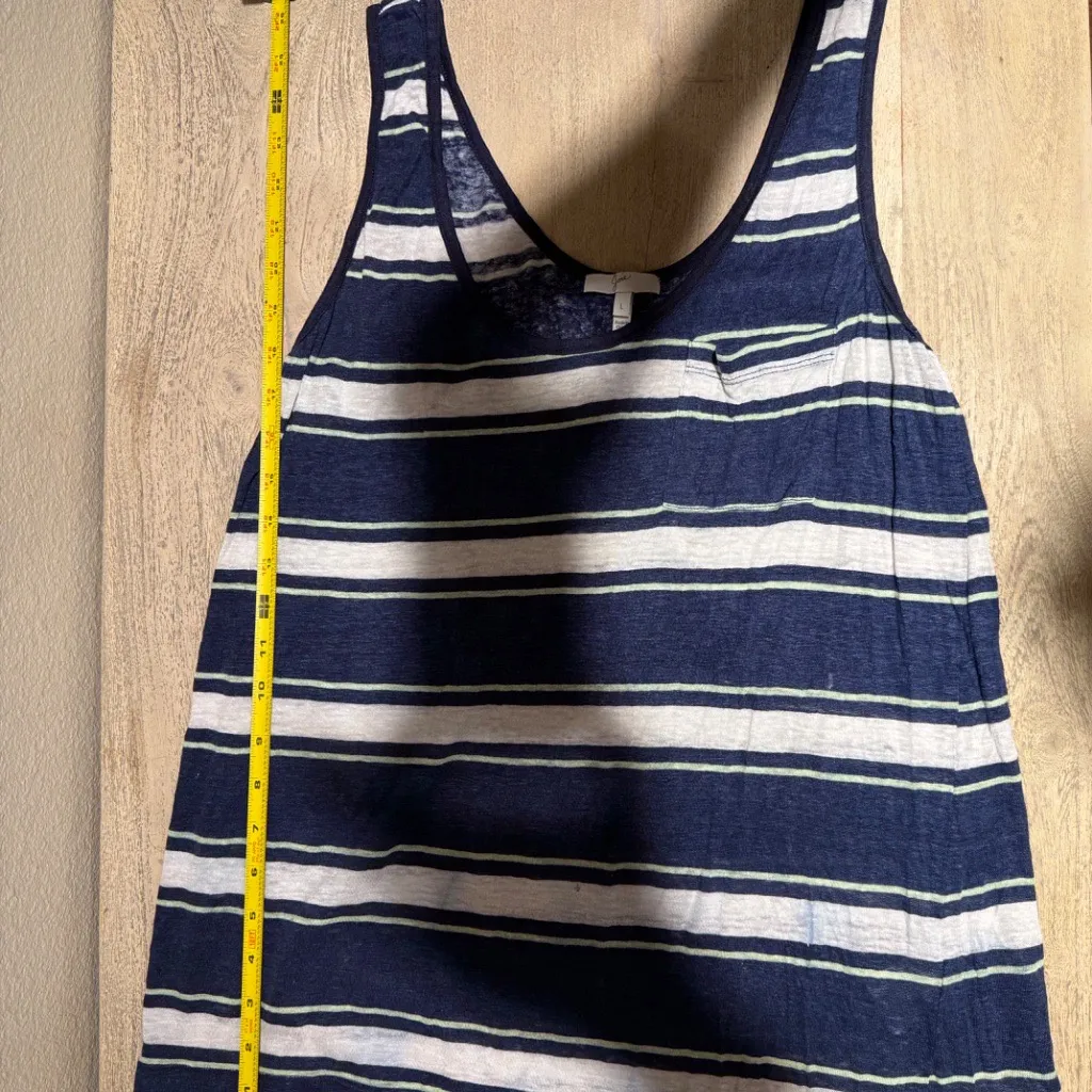 JOIE Carmenella Navy White Striped Linen Tank Top Size Large - Image 3