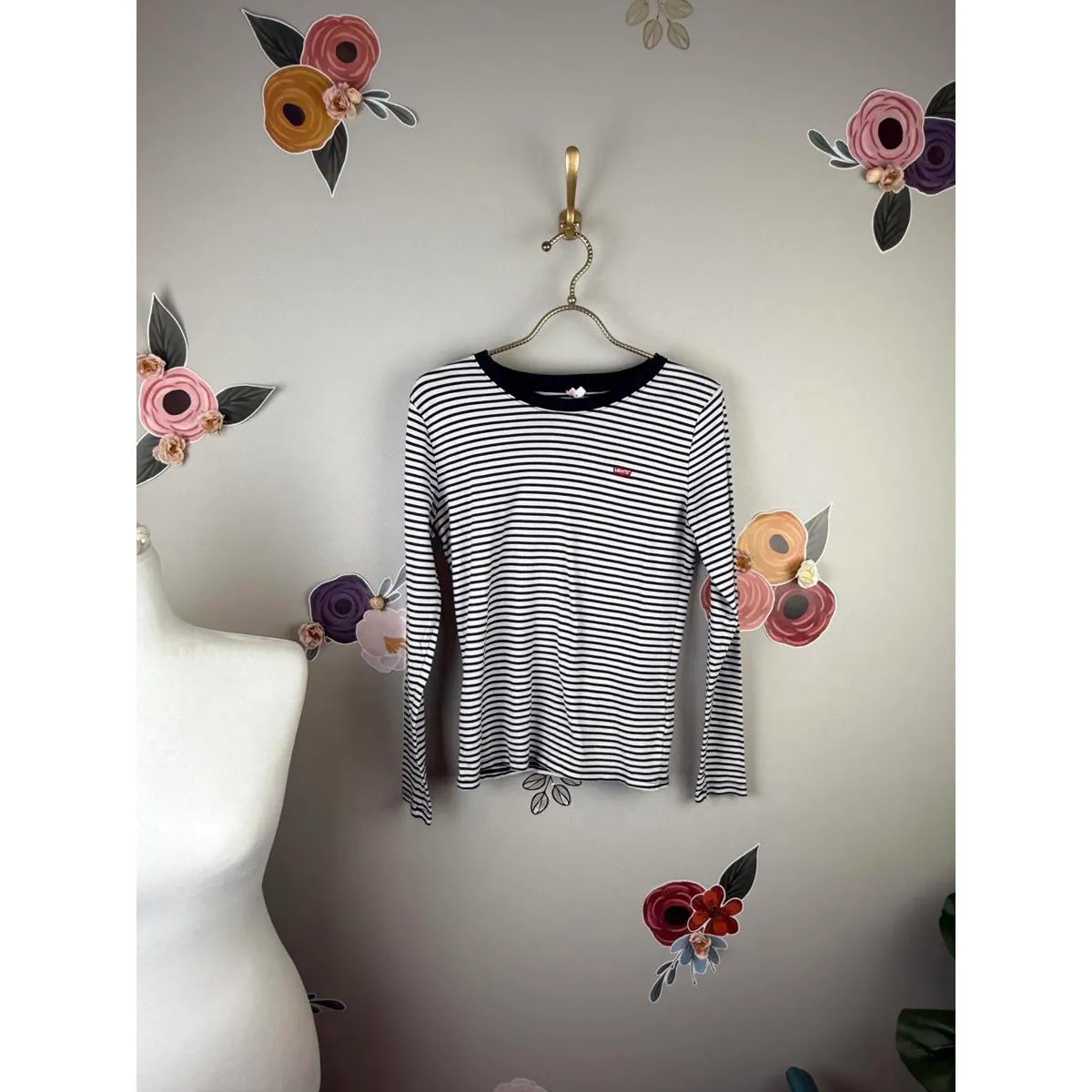 Levi's Striped Black and White Baby Long Sleeve Tee - Size - Medium - Image 3