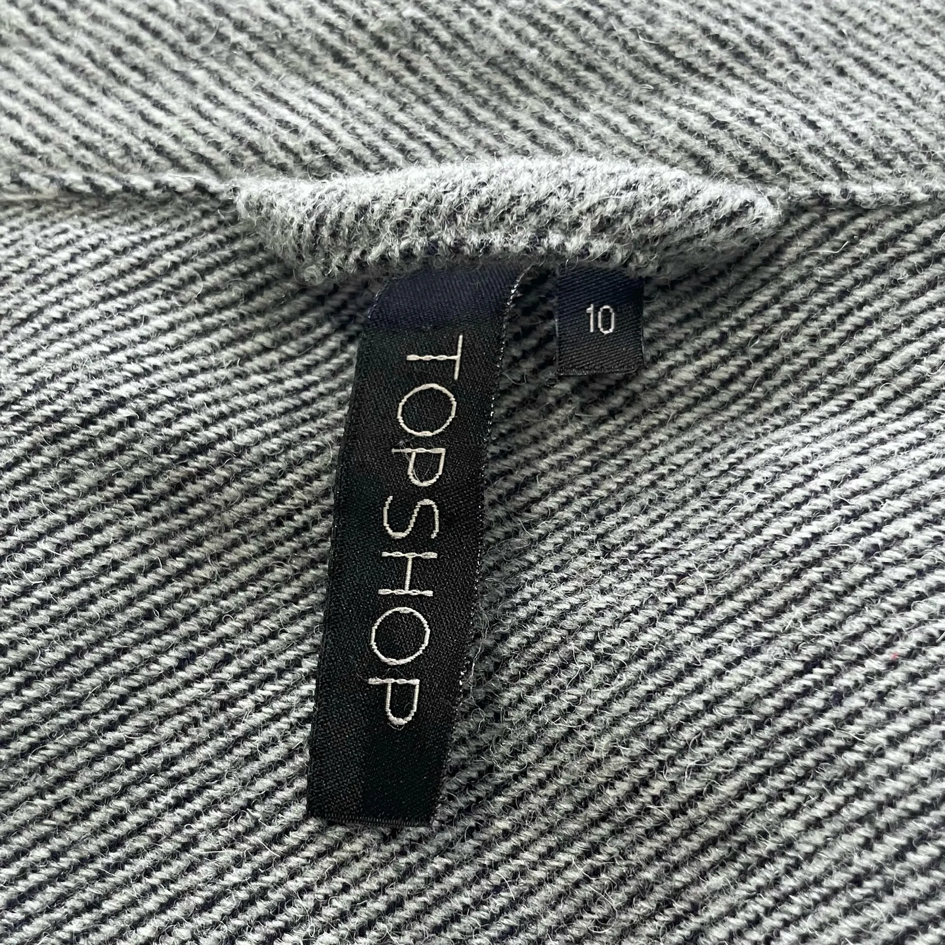 Topshop Wool Blend Asymmetric Zip Front Belted Biker Moto Jacket Grey Size 6 - Image 16