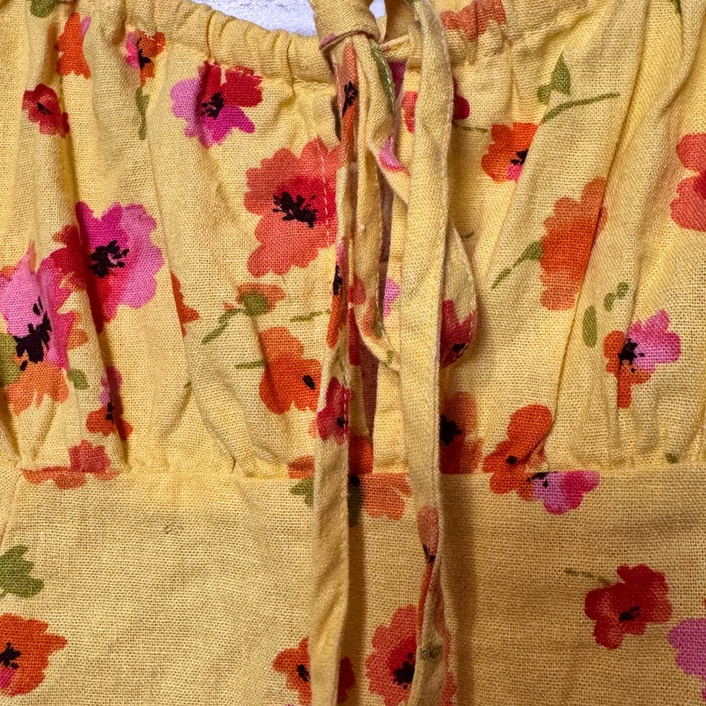 Wild Fable Yellow Floral poppy‎ Dress linen blend adjustable straps size M - Image 3