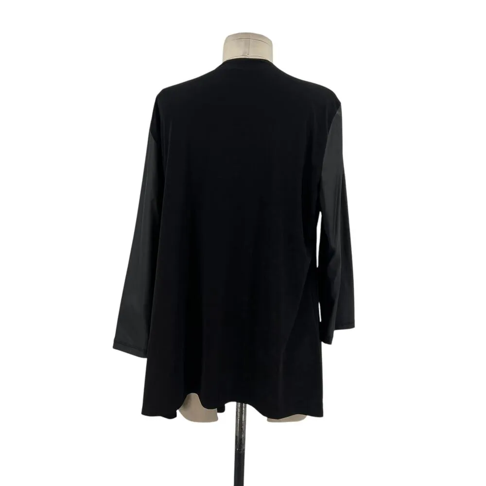 Clara Sunwoo Liquid‎ Leather Sleeve Drape Cardigan Black Size Large *flawed - Image 7