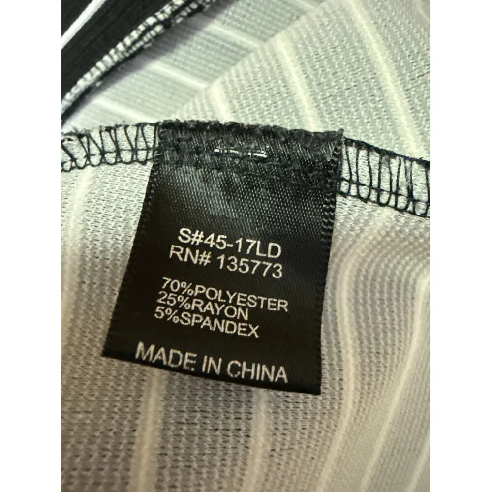 Olivaceous Black White Striped Rib Knit Short Sleeve Mini T-Shirt Shift Dress M - Image 5