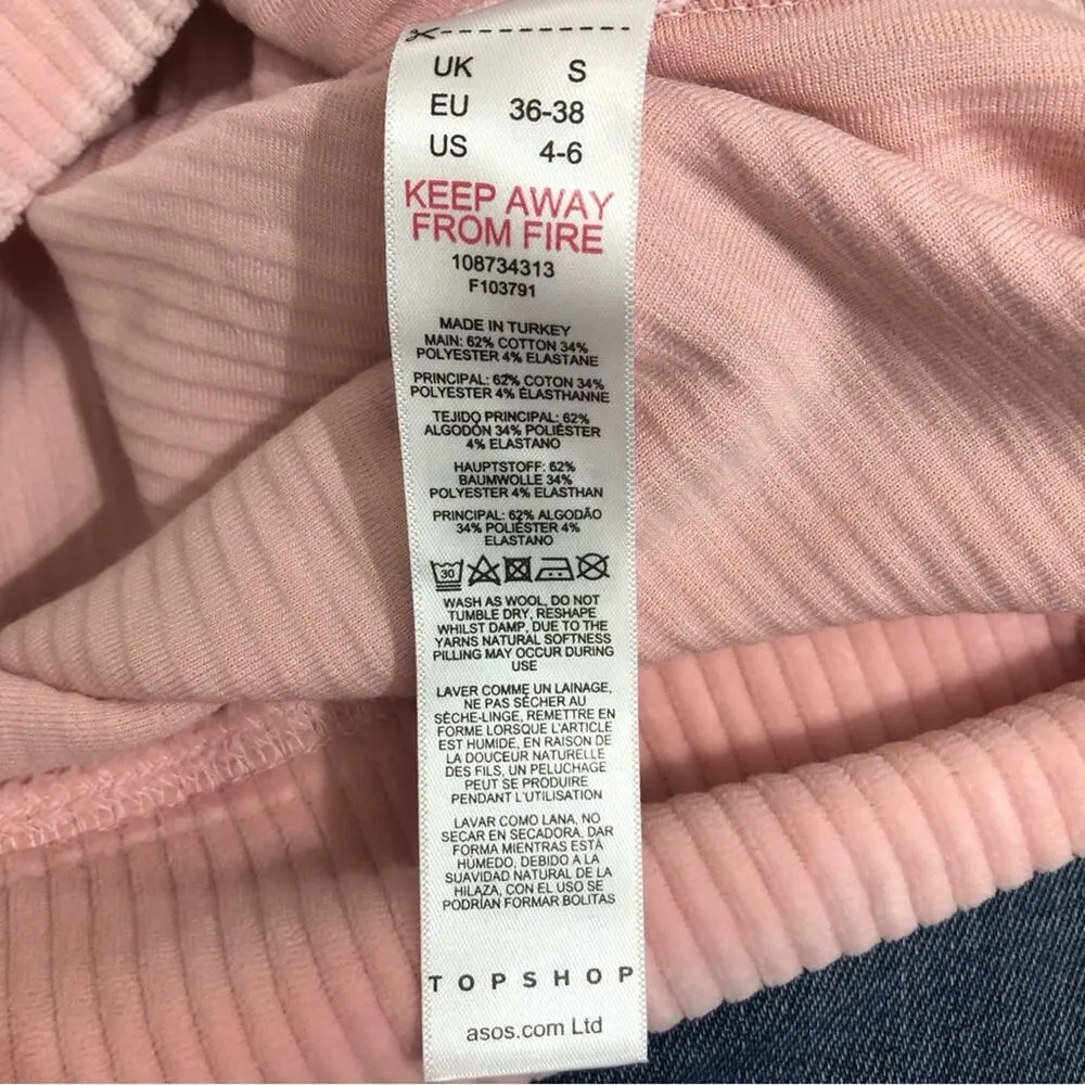 Topshop Ribbed Velour Half Zip Sweatshirt 4-6 NWT - Image 8