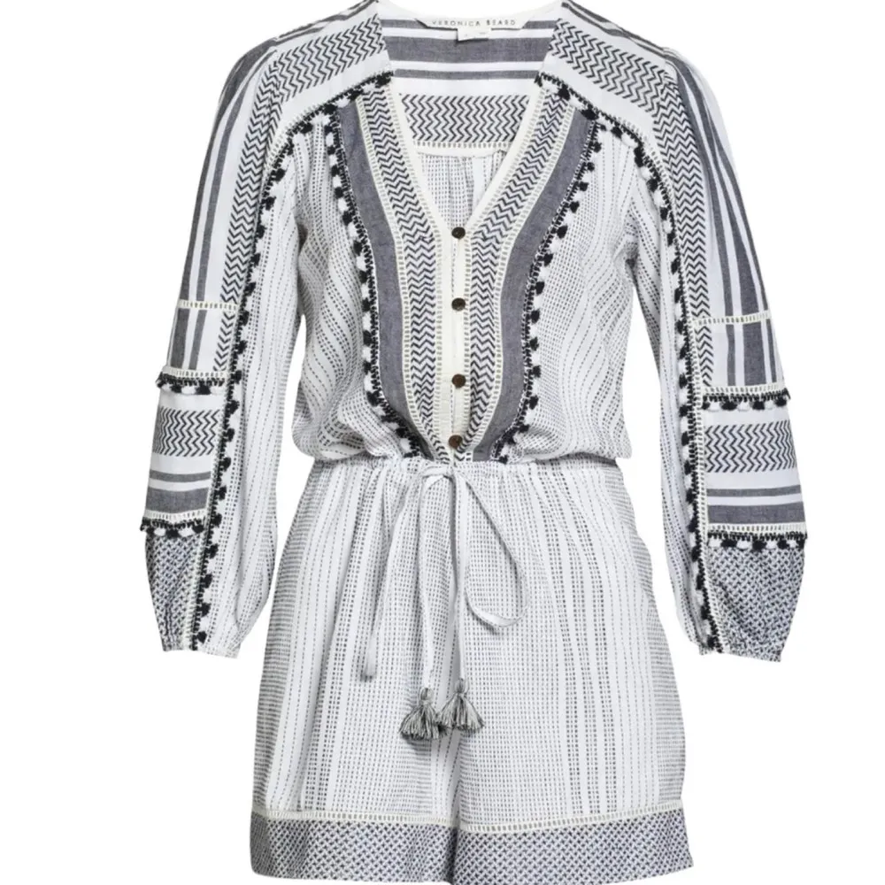 Veronica Beard NWT Boho Long Sleeve Cover-Up Bayleise Romper Black White Sz XS - Image 6