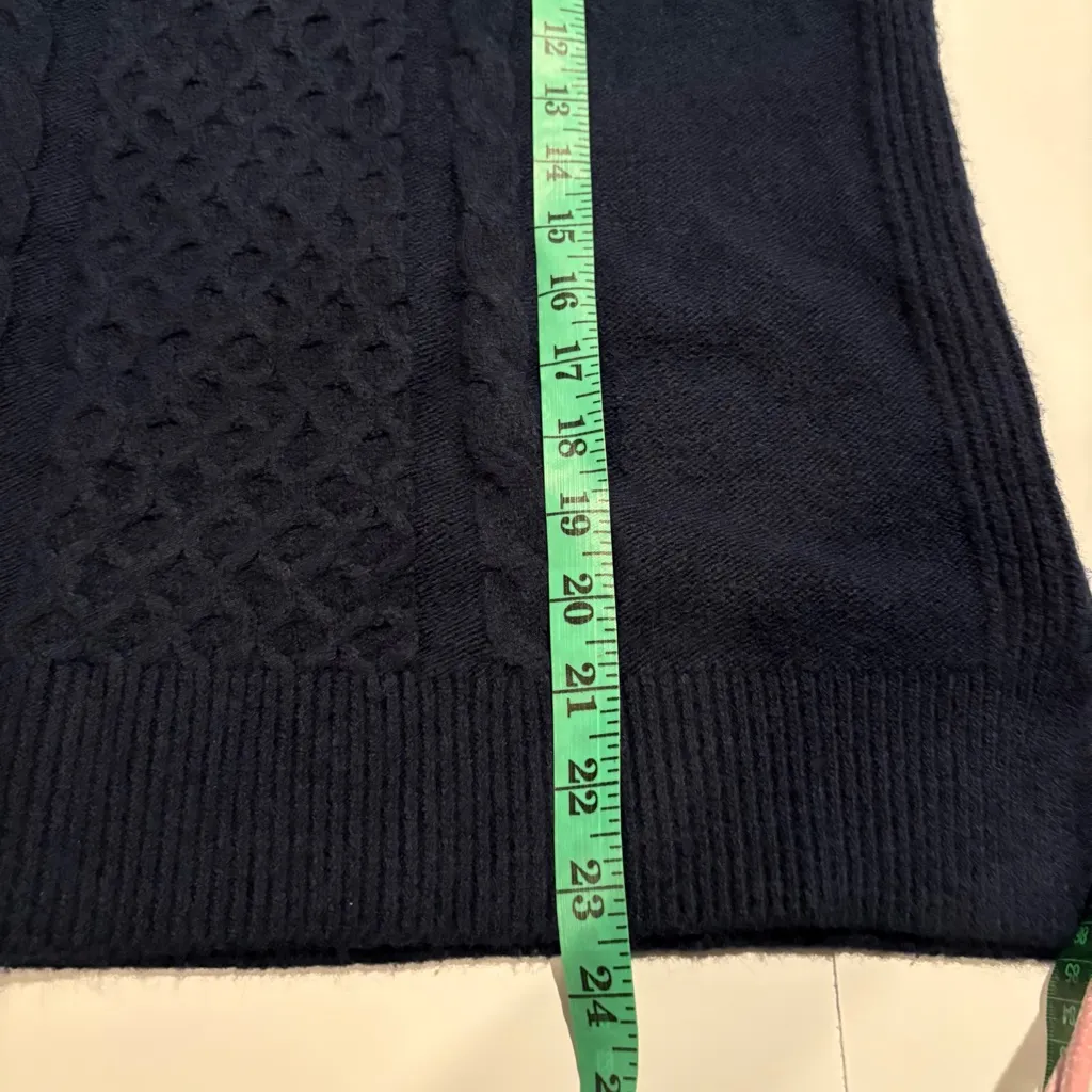 Loft Navy Blue Cable  mixed Knit Women's Sweater L - Image 6