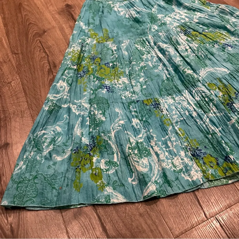 Women's Boho Maxi Skirt XL Cotton Peasant Cottagecore Flowy Lolita Tiered Floral - Image 2