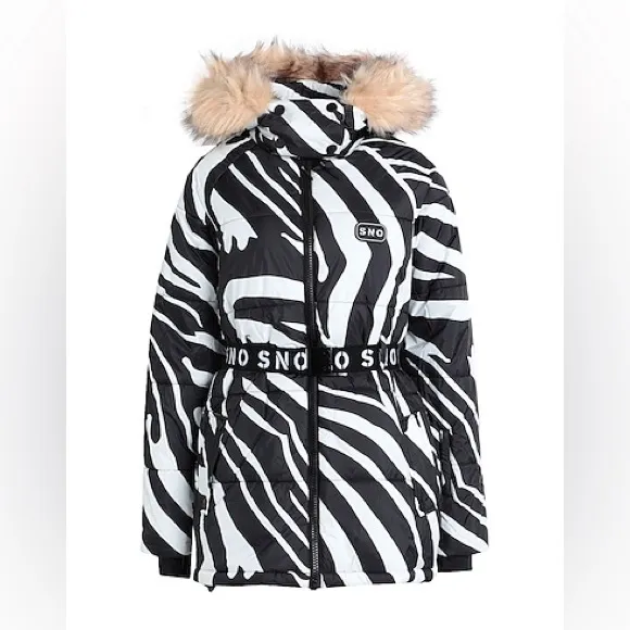Topshop Sno ski coat with belt and fur trim hood in zebra print, Size 2 US, $329 - Image 2