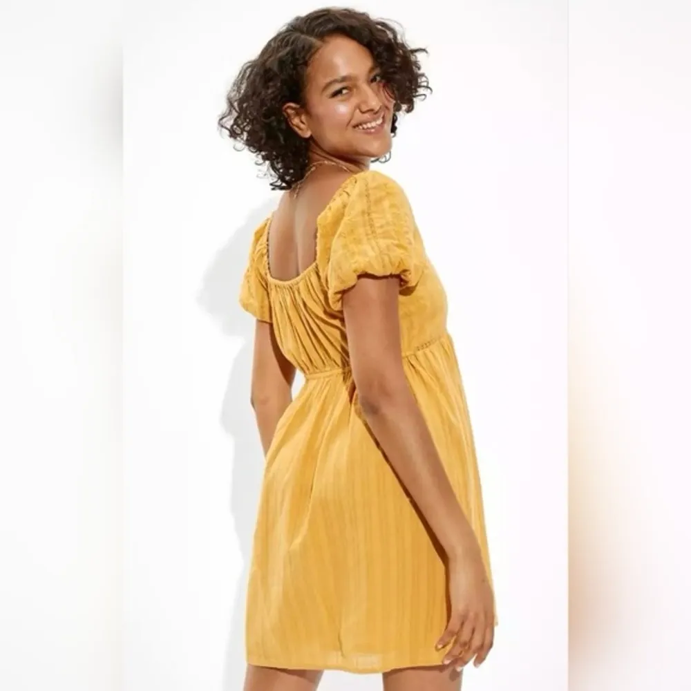 American Eagle Puff-Sleeve Babydoll Mini Cotton Dress Size XL - Image 2