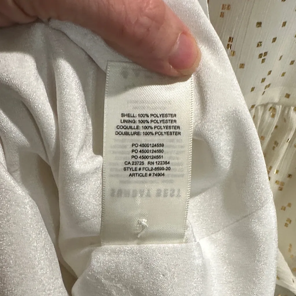 Sunday Best Aritzia Size XS Jinx White Dress with Gold Speckles - Image 6