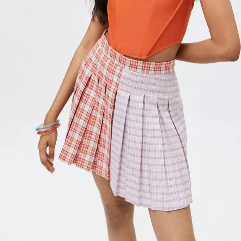 The Ragged Priest Seeker Pleated Mini Skirt in Purple and Orange - Image 5