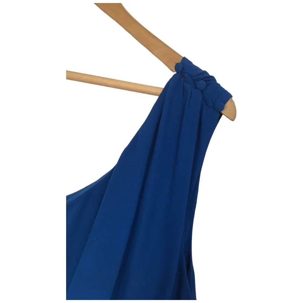 Naked Zebra Womens Medium Romper One Shoulder Dressy Shorts Pockets Blue - Image 3