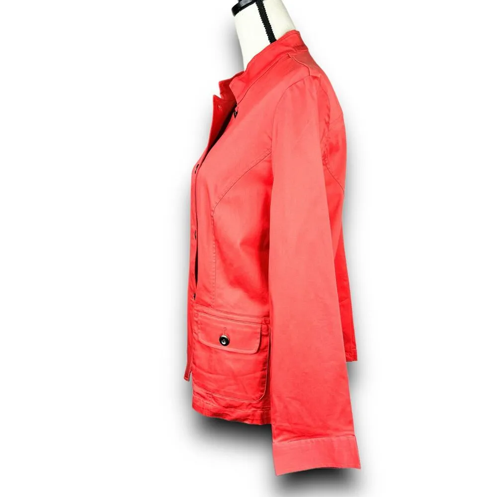 Additions by Chicos Lightweight Jacket Button Front Spring Coral Color Size 12 - Image 5