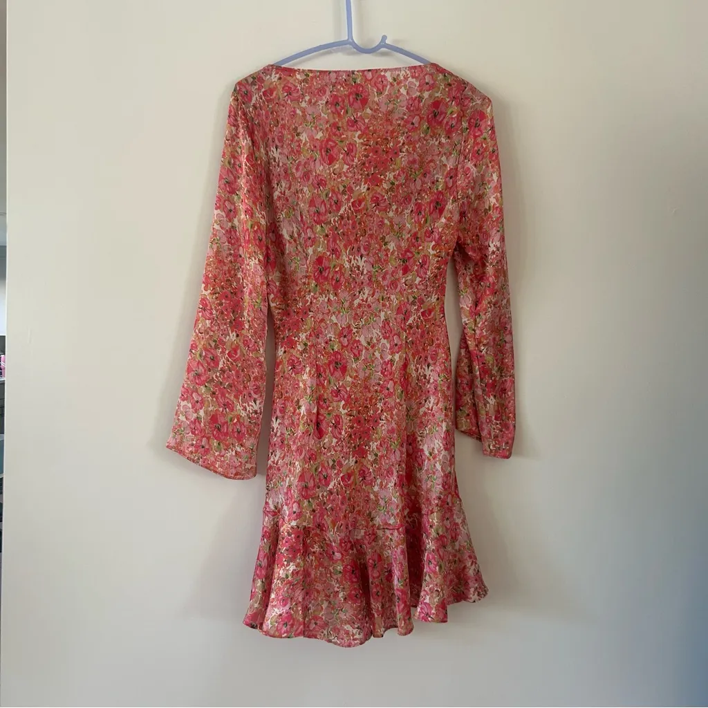 Zara Floral Fit & Flare Blogger Favorite Pink Dress Size L - Image 5